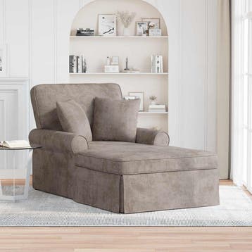 vidaXL Chaise Lounge met Rok met kussen Zand 157 x 91 x 91, Verzenden