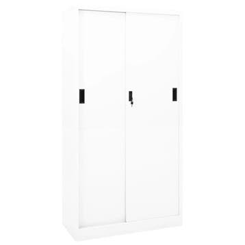 vidaXL Kantoorkast met schuifdeuren 90x40x180 cm staal wit, Verzenden, Nieuw