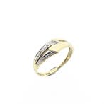 Gouden ring met diamant; 0,005 ct., Handtassen en Accessoires, Ringen, Gebruikt, Overige kleuren, Ophalen of Verzenden, Kleiner dan 17