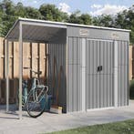 vidaXL Tuinhuis met verlengd dak lichtgrijs 277x107x181 cm, Verzenden