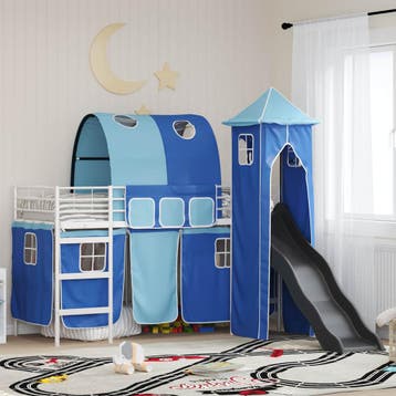 vidaXL Bunkbed voor kinderen Effen Wit en Blauw 75 x 190 cm, Verzenden, Nieuw