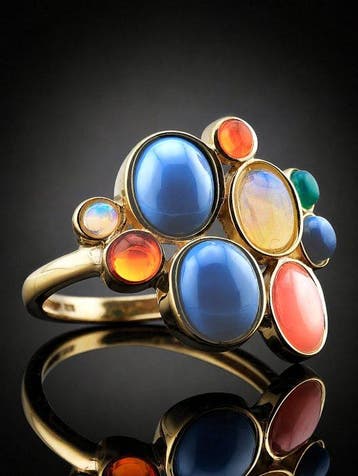 Bague multicolore en pierres précieuses - Argent sterling