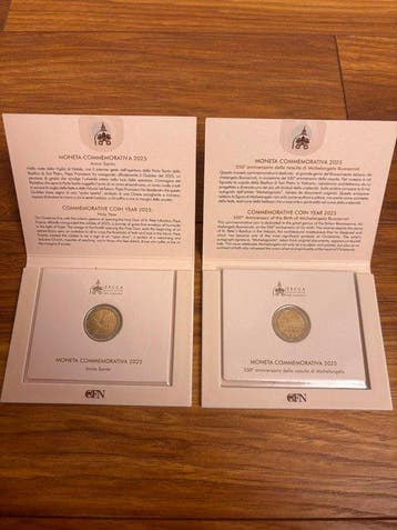 Vaticaan. 2 Euro 2025 Anno Santo + Michelangelo (2, Postzegels en Munten