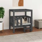 vidaXL Hondenmand 65,5x50,5x70 cm massief grenenhout grijs, Dieren en Toebehoren, Honden-accessoires, Verzenden, Nieuw