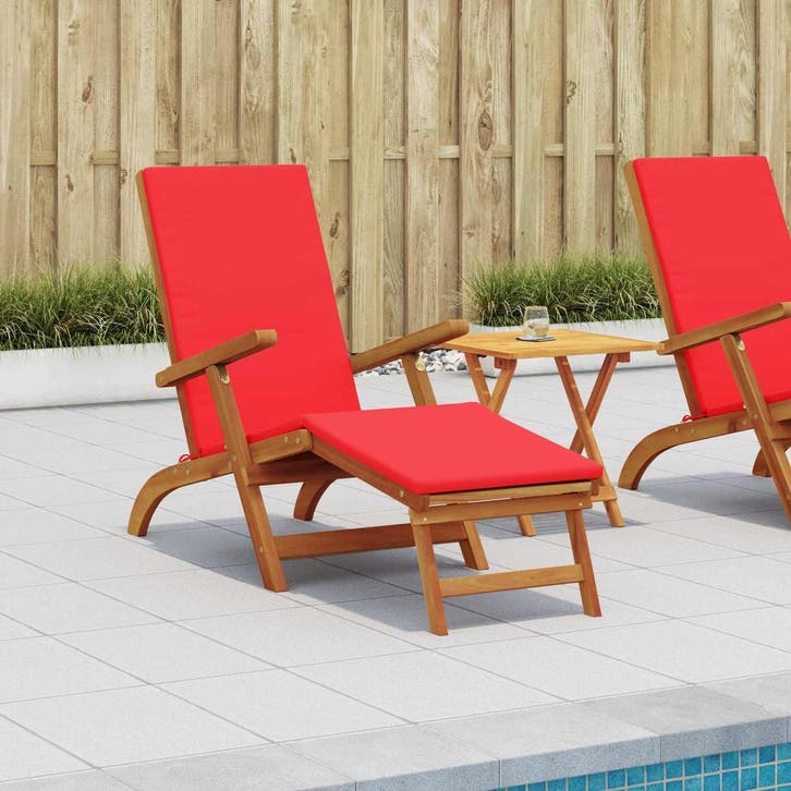 vidaXL Ligstoel die kan leunen en vouwen 2 pcs Rood, Tuin en Terras, Ligbedden, Nieuw, Verzenden