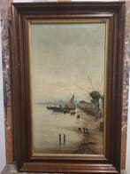 Europese school (XIX) - Pescadores en la costa