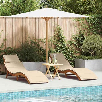 vidaXL Ligbed 2 st Massief Acacia Hout Beige, Verzenden, Nieuw