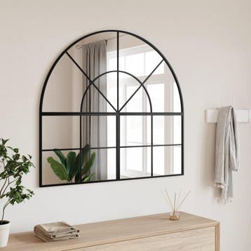vidaXL Wandspiegel boog 100x90 cm ijzer zwart, Verzenden