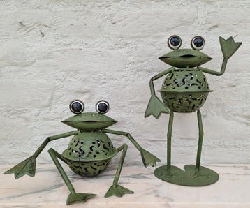 Figurine - A pair of Frog candleholders - Métal, Antiquités & Art