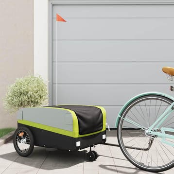 vidaXL Fietstrailer 45 kg ijzer zwart en groen, Fietsen en Brommers, Verzenden, Nieuw