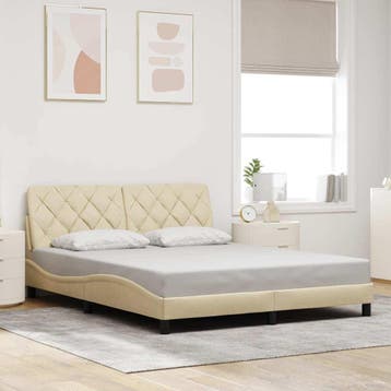 vidaXL Bedframe zonder matras stof crèmekleurig 160x200 cm, Verzenden