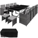 tectake Wicker zitgroep Palma 8+4+1 met beschermhoes - grijs, Verzenden, Nieuw