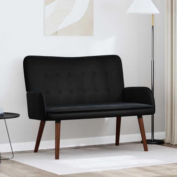 vidaXL 2-Zits Sofa Zwart 115 x 61 x 87 cm fluweel, Huis en Inrichting, Verzenden, Nieuw