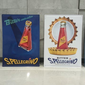 Reclameborden: alcoholvrije Bitter en Aranciata S.