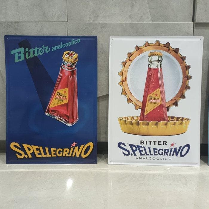 Reclameborden: alcoholvrije Bitter en Aranciata S., Antiquités & Art, Antiquités | Assiettes décoratives & Carrelages