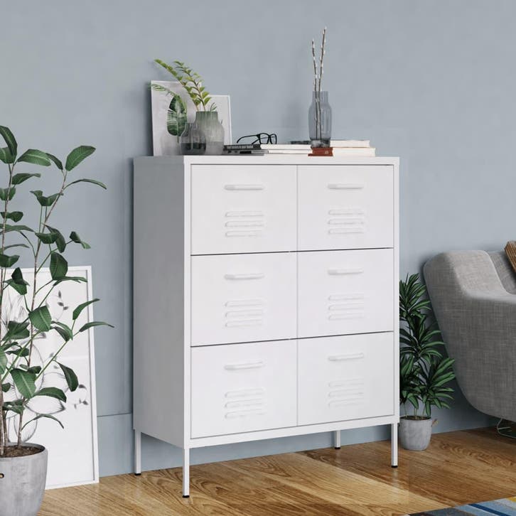 vidaXL Ladekast 80x35x101,5 cm staal wit, Huis en Inrichting, Kasten | Overige, Nieuw, Verzenden