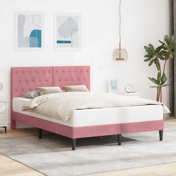 vidaXL Bedframe met hoofdeinde Roze 140 x 190 cm Fluweel, Verzenden, Nieuw