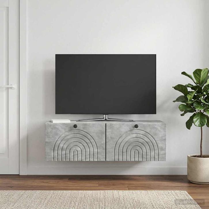 vidaXL Wandmontage TV-kast Betongrijs 98 x 31 x 30 cm, Maison & Meubles, Armoires | Mobilier de télévision, Envoi
