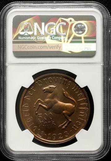 Duitsland, Westfalen 500 Mark 1923 - NGC MS64, Postzegels en Munten