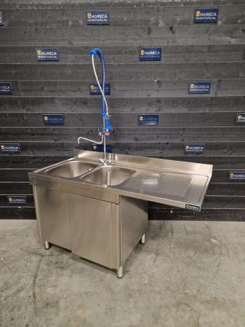 Spoeltafel | wastafel | schuifdeuren | RVS | 160cm | horeca, Nieuw in verpakking