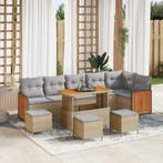 vidaXL Tuinbank Set met kussen 10 pcs Beige en Lichtgrijs, Verzenden