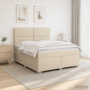 vidaXL Boxspringbed met matras Crèmekleurig 160 x 200 cm, Verzenden
