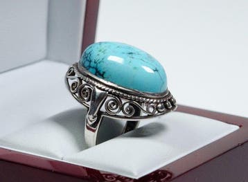 - min. 800 zilver - turkoois - XL - Ring, Antiquités & Art
