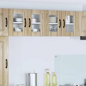 vidaXL Wandglas Kasten LUCCA 2 st Sonoma Eiken Bewerkt hout, Verzenden