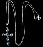 Topaas - Zilver, Ketting Croix de Haute Magie en Topaas