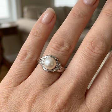 Ring - 18 karaat Witgoud - 0.06ct. tw. Diamant (Natuurlijk)