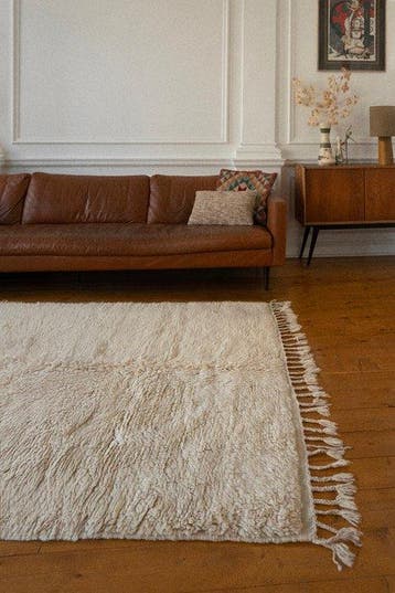 Karpet - Tapis berbère Beni Ouarain Amazigh fait main Blanc