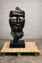 Statue, XL Modern abstract sculptuur “Silence” – zwart &