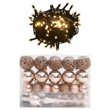 vidaXL 60-delige Kerstballenset met piek en 150 LEDs, Verzenden