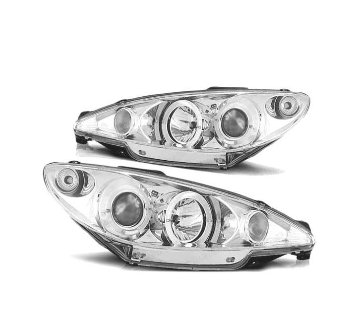 PHARES POUR PEUGEOT 206 02- ANGEL EYES CHROMÉ, Auto-onderdelen, Verlichting, Verzenden