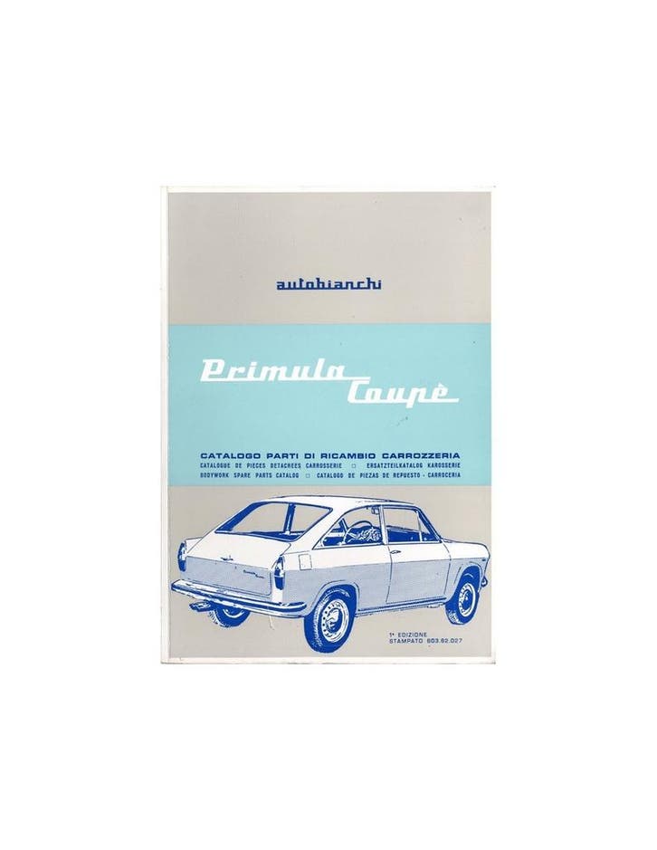 1966 AUTOBIANCHI PRIMULA COUPE ONDERDELENHANDBOEK CARROSSE.., Boeken, Auto's | Folders en Tijdschriften, Ophalen of Verzenden