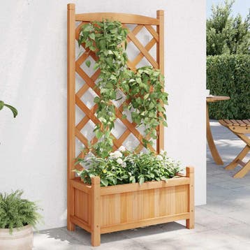 vidaXL Plantenbak met latwerk 55x29,5x110 cm massief, Verzenden, Nieuw