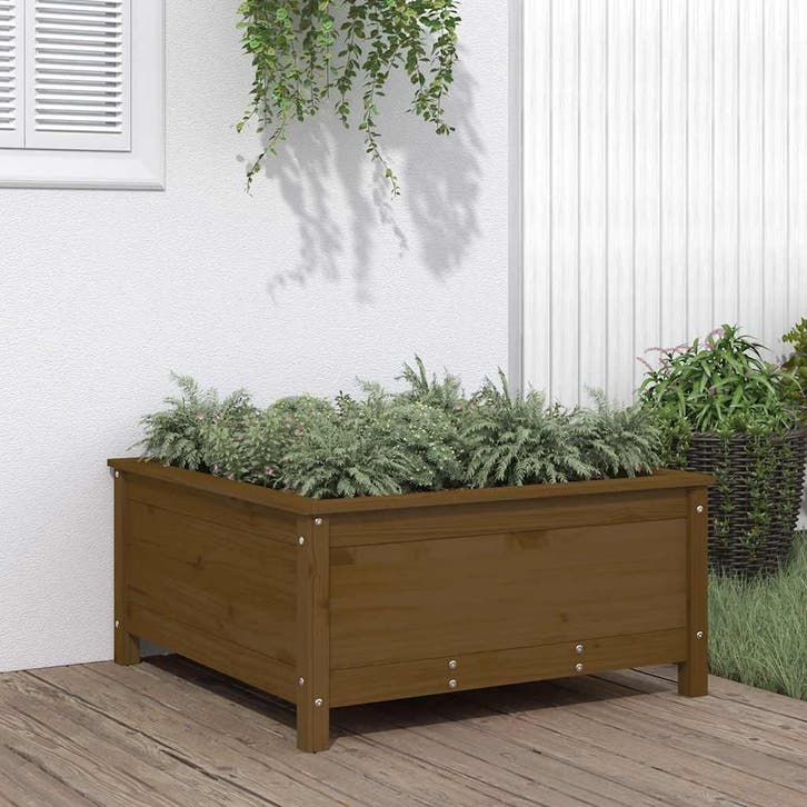 vidaXL Plantenbak 82,5x82,5x39 cm massief grenenhout, Tuin en Terras, Bloempotten, Nieuw, Verzenden