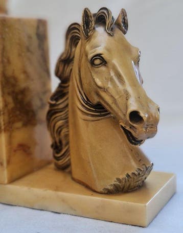 Serre-livres - Marbre - Porte-livres Tête de cheval - 21c