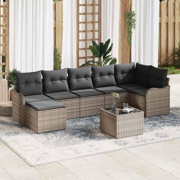 vidaXL Tuinbank Set 8 st Grijs poly rattan, Verzenden, Nieuw