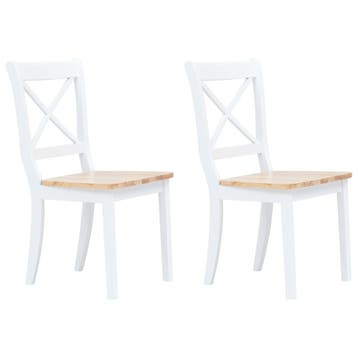 vidaXL Eetkamerstoelen 2 st massief rubberwood naturel en, Huis en Inrichting, Verzenden, Nieuw