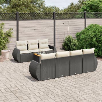 vidaXL 8-delige Loungeset met kussens poly rattan zwart, Verzenden, Loungeset