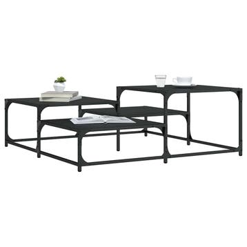 vidaXL Salontafel 107x107x40 cm bewerkt hout zwart, Huis en Inrichting, Tafels | Salontafels, Verzenden, Nieuw