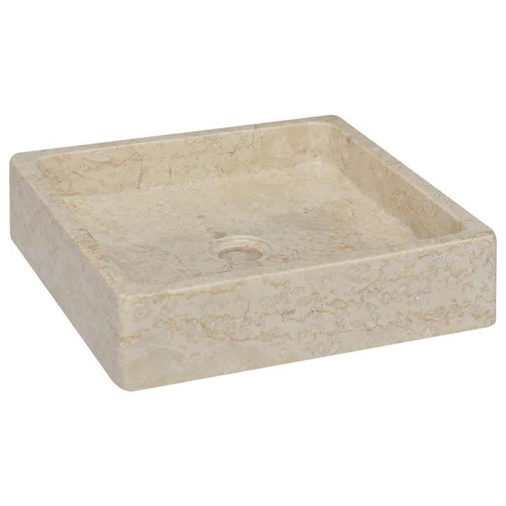 vidaXL Gootsteen 40x40x10 cm marmer crèmekleurig, Doe-het-zelf en Bouw, Sanitair, Nieuw, Verzenden