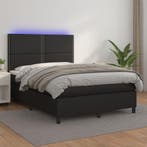 vidaXL Boxspring met matras en LED kunstleer zwart 140x200, Verzenden, Nieuw