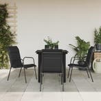 vidaXL 5-delige Tuinset textileen en staal zwart, Verzenden, Tuinset