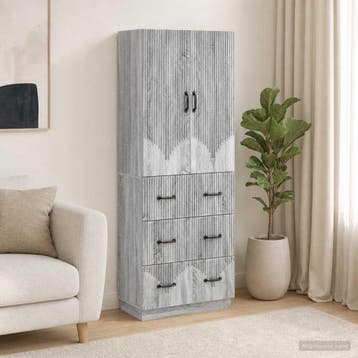 vidaXL Kast Set 2 st 66 x 34,5 x 87 cm Bewerkt hout Grijs, Verzenden