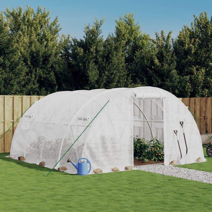 vidaXL Kas met stalen frame wit 16 m² 4x4x2 m, Tuin en Terras, Kassen, Nieuw, Verzenden