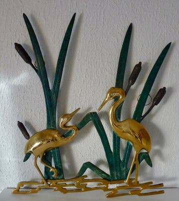 Wanddecoratie - Vintage - Reigers in het Riet - Europa - Mid