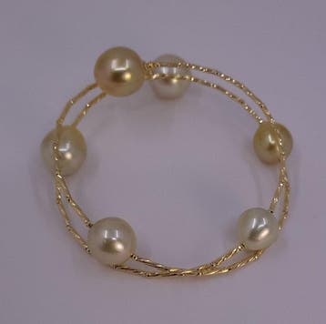 Bracelet - 18 carats Or jaune, Perles des Mers du Sud dorées