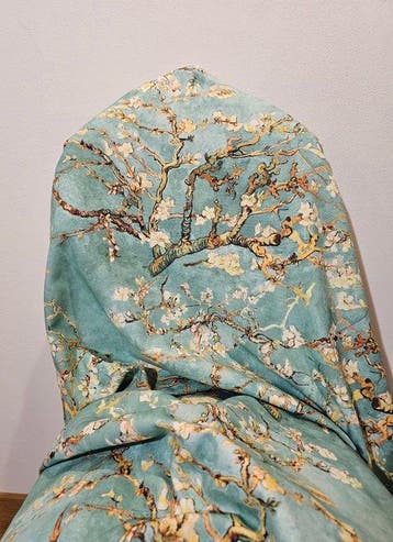 Stof Art Nouveau Van Gogh Mandorlo in fiore aquagroen